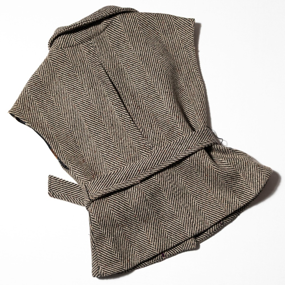 Millard Fillmore Wool Herringbone Belted Vest Jacket Dark Academia Women's M - Picture 2 of 9